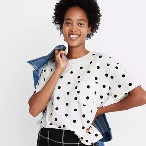 Madewell Easy Crop Pocket Tee in Cat Person Dot S